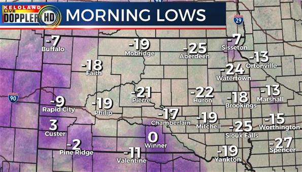 South Dakota morning lows temperature South Dakota morning lows temperature